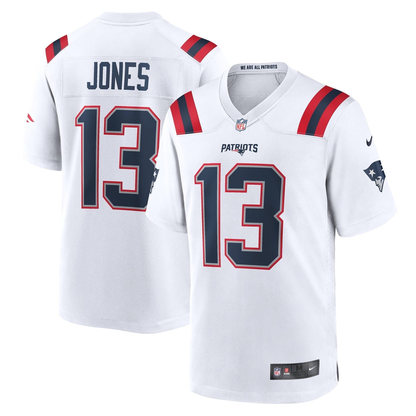 Men's Nike Jack Jones White New England Patriots Game Player Jersey