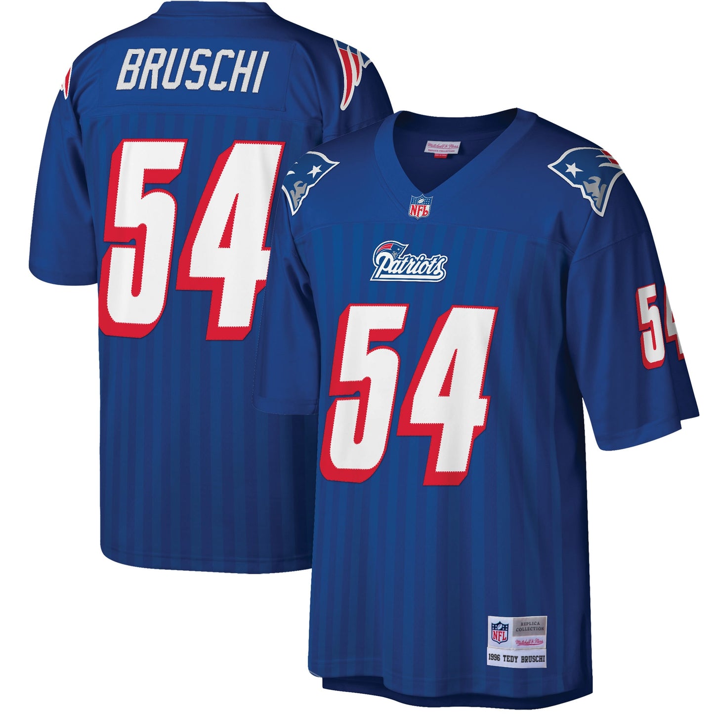 Tedy Bruschi New England Patriots Mitchell & Ness Big & Tall 1996 Retired Player Replica Jersey - Royal