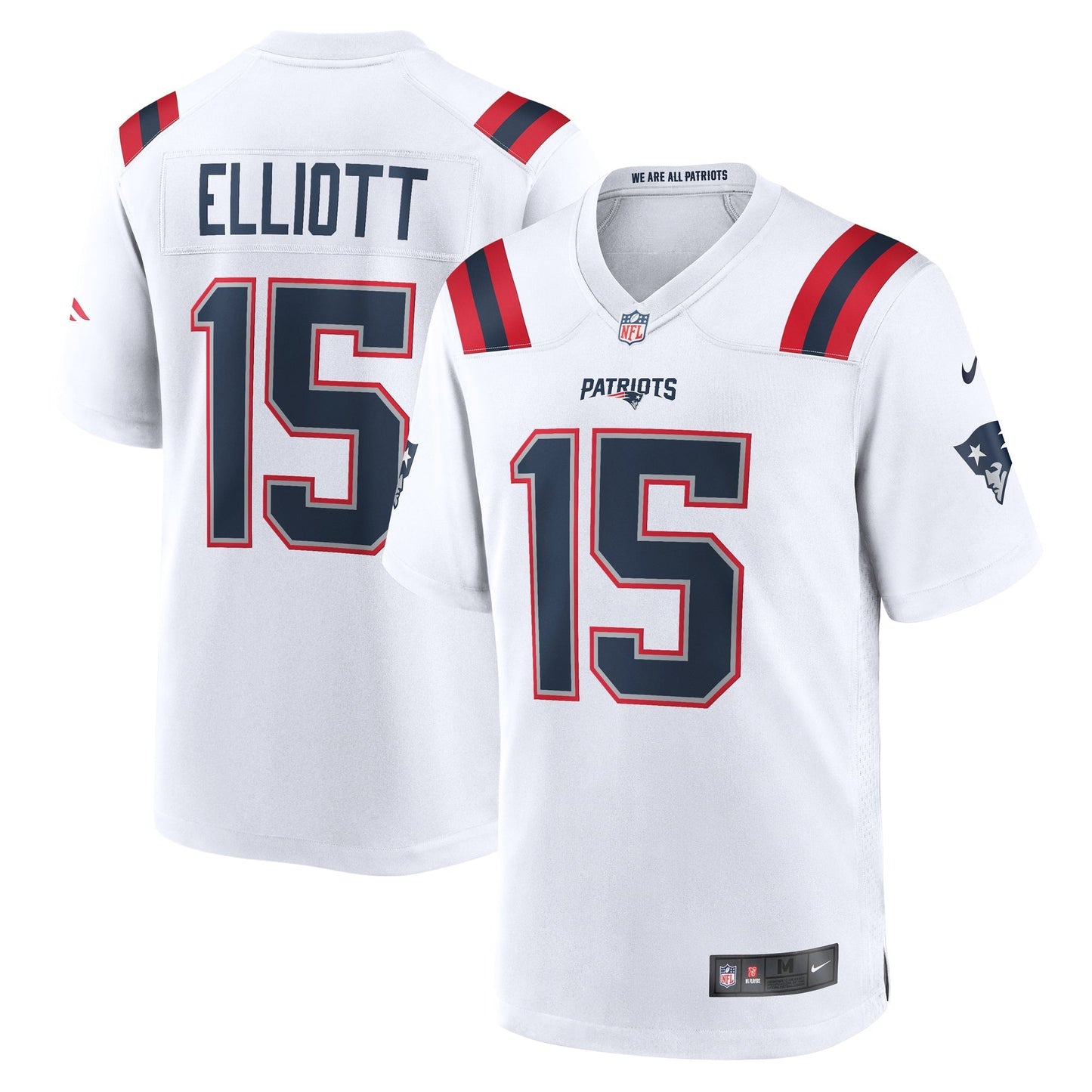 Men's Nike Ezekiel Elliott White New England Patriots Game Player Jersey