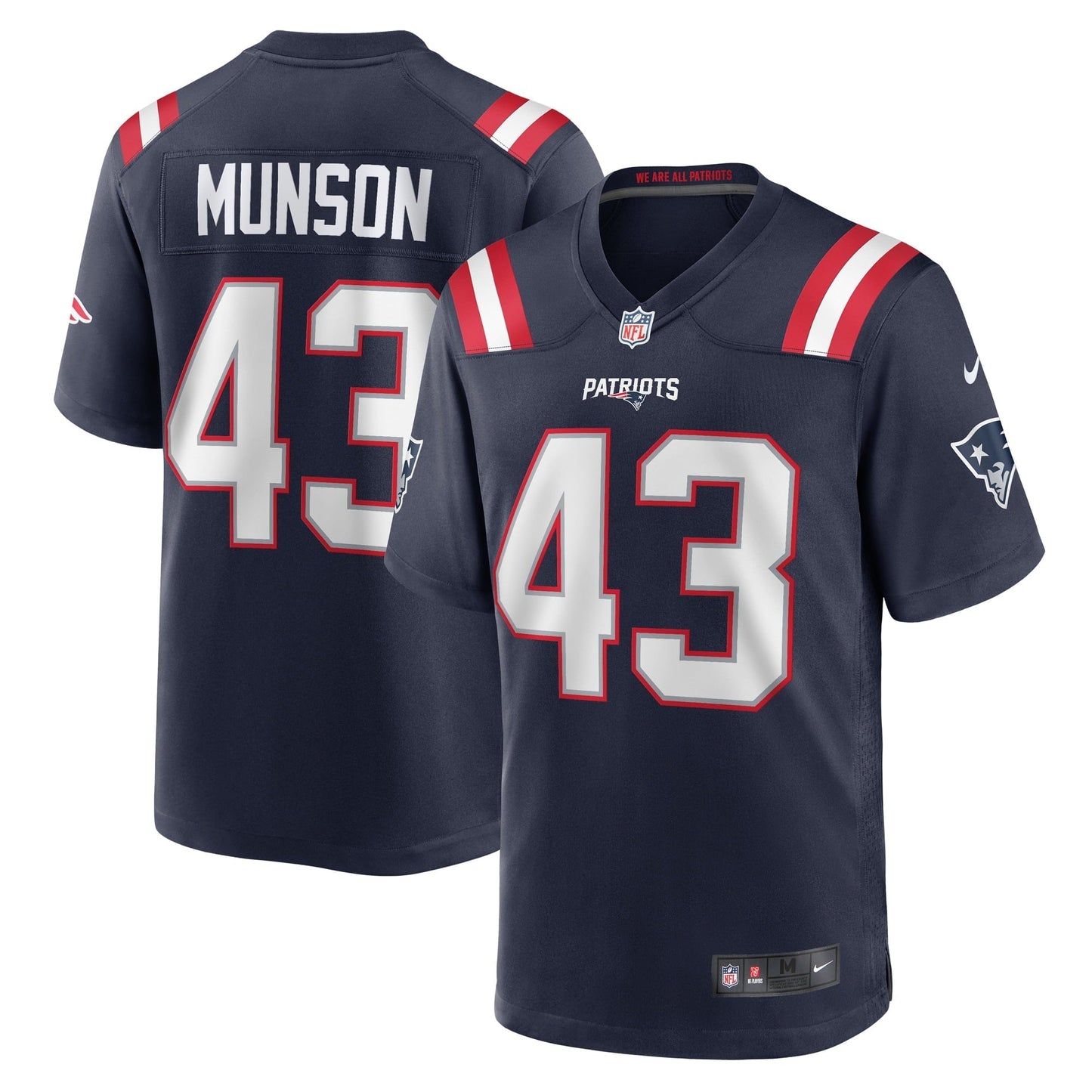 Men's Nike Calvin Munson Navy New England Patriots Home Game Player Jersey