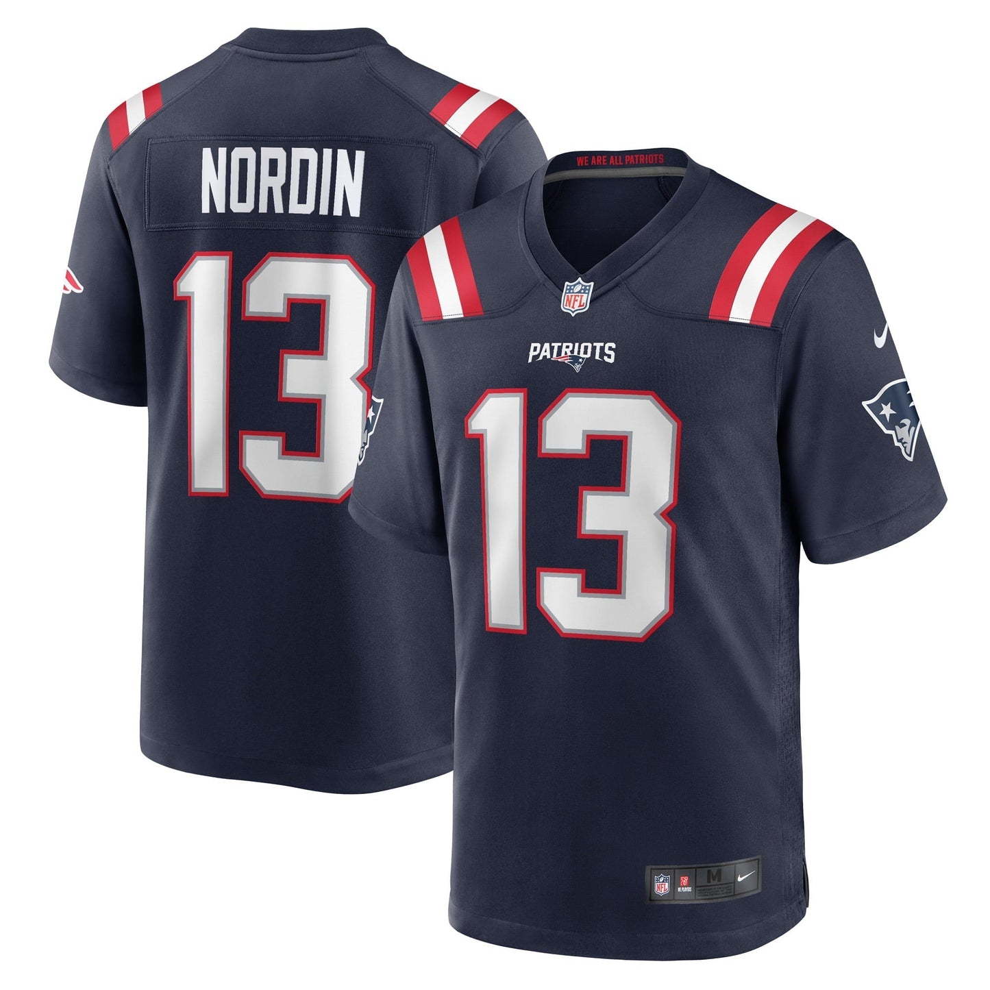 Men's Nike Quinn Nordin Navy New England Patriots Game Player Jersey