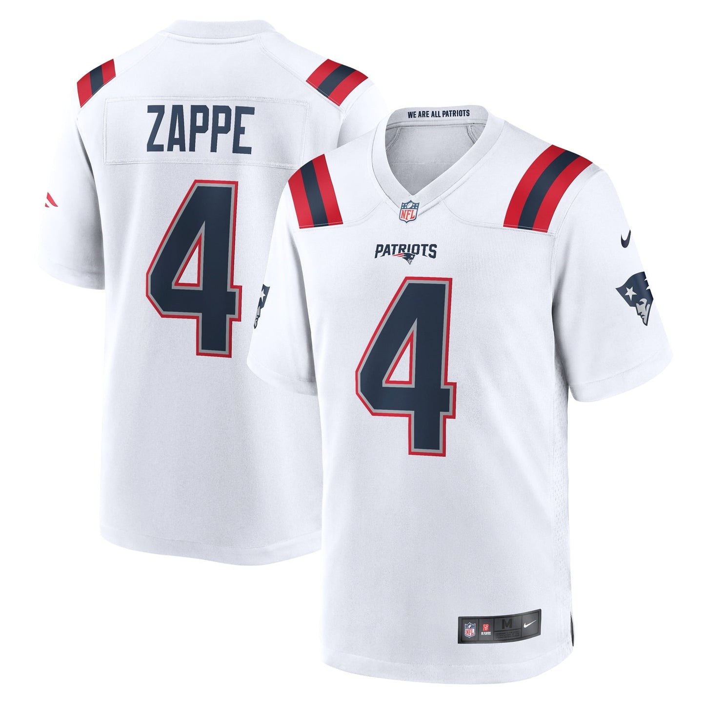 Men's Nike Bailey Zappe White New England Patriots Game Player Jersey