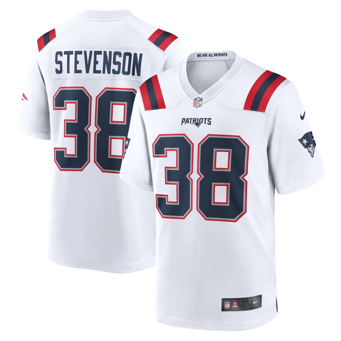 Men's Nike Rhamondre Stevenson White New England Patriots Game Player Jersey