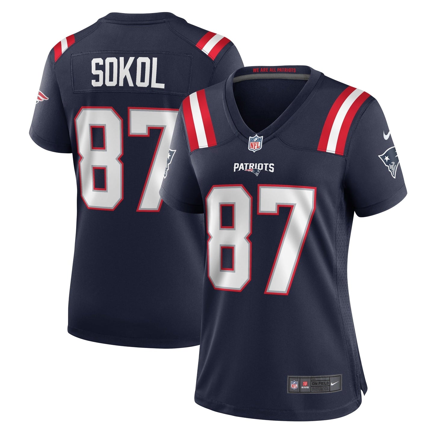 Women's Nike Matt Sokol Navy New England Patriots Game Player Jersey